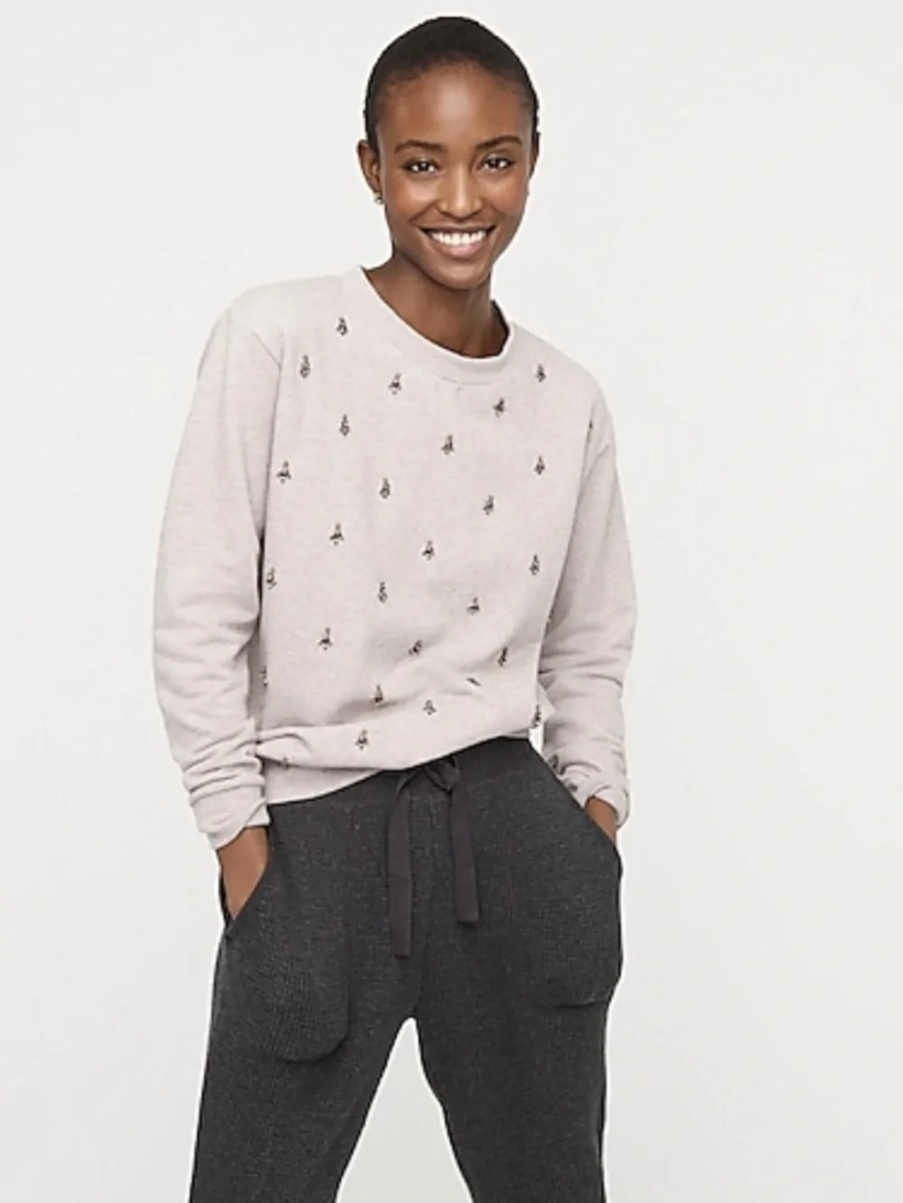 J. Crew Embellished Scoop Neck Sweater